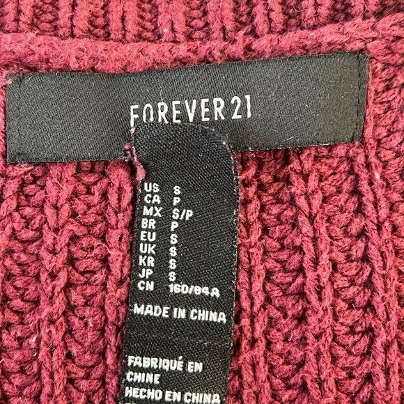 Forever21 Red Heavy Knitted Long Sleeve Sweater Size Medium - Picture 4 of 10